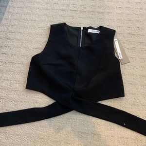 black wrap crop tank